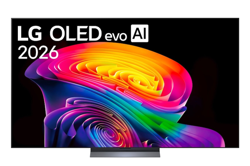 Vista frontale di TV 77 pollici LG OLED evo AI C6 4K Smart TV 2026 OLED77C65LA